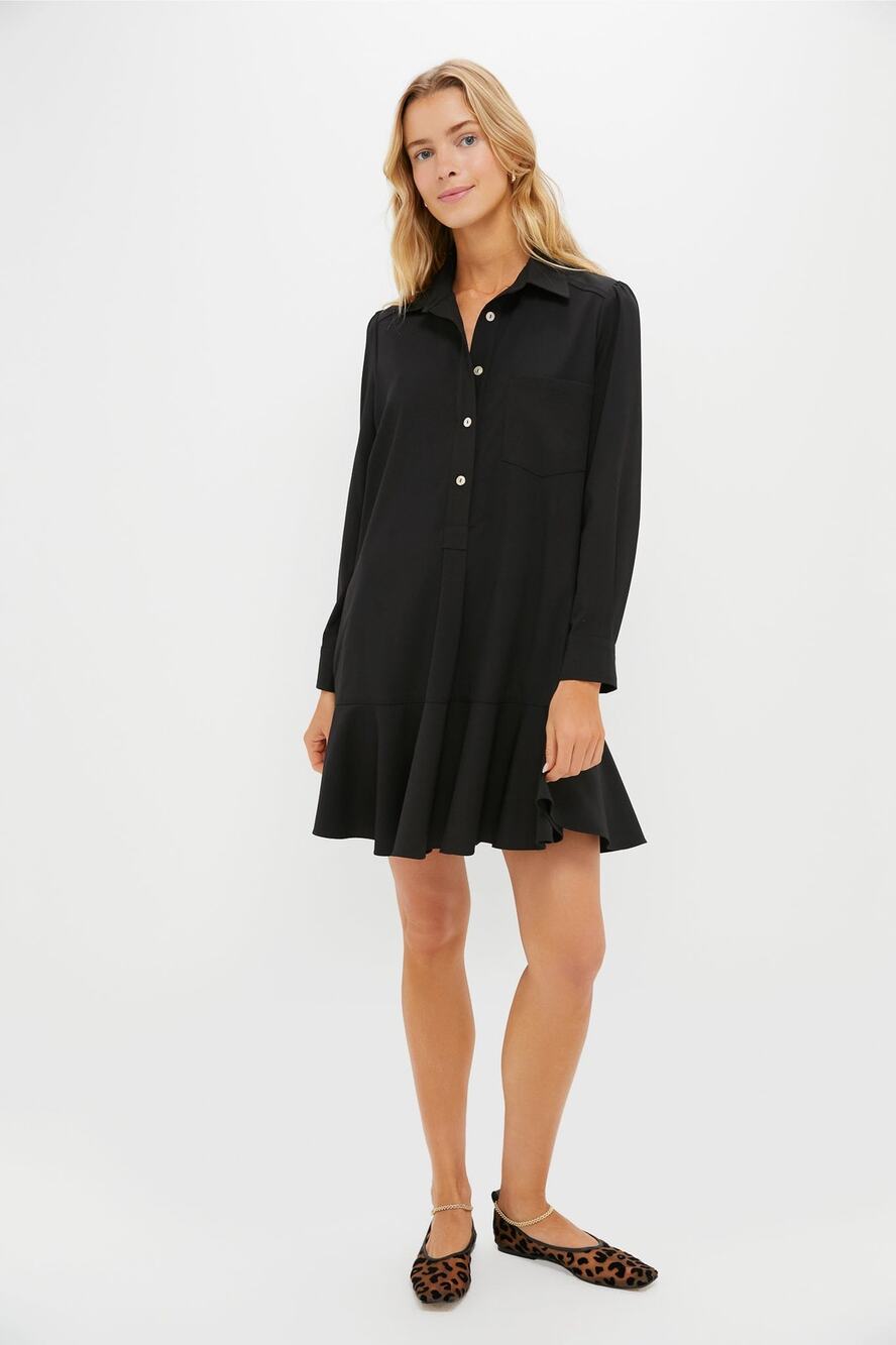 POMANDER PLACE x TUCKERNUCK Black Crepe Callahan Shirt Dress